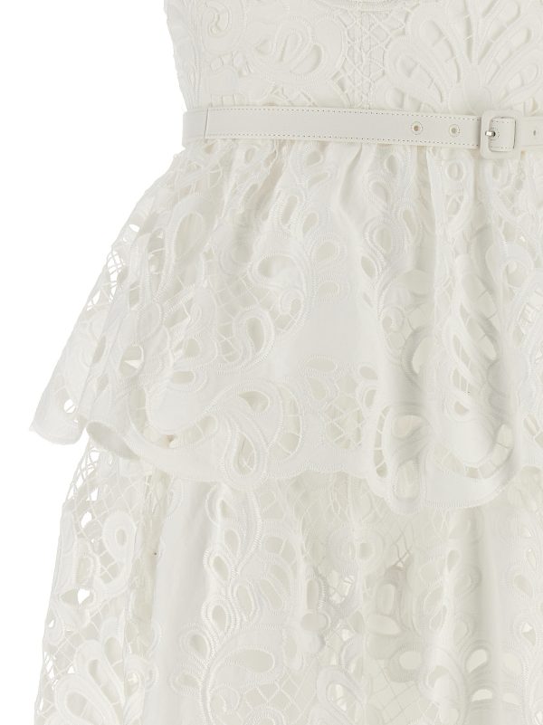 'White Cotton Lace Tiered Midi' dress - immagine 4