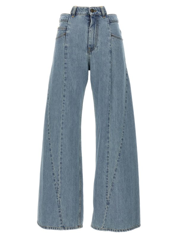 Asymmetrical waist jeans