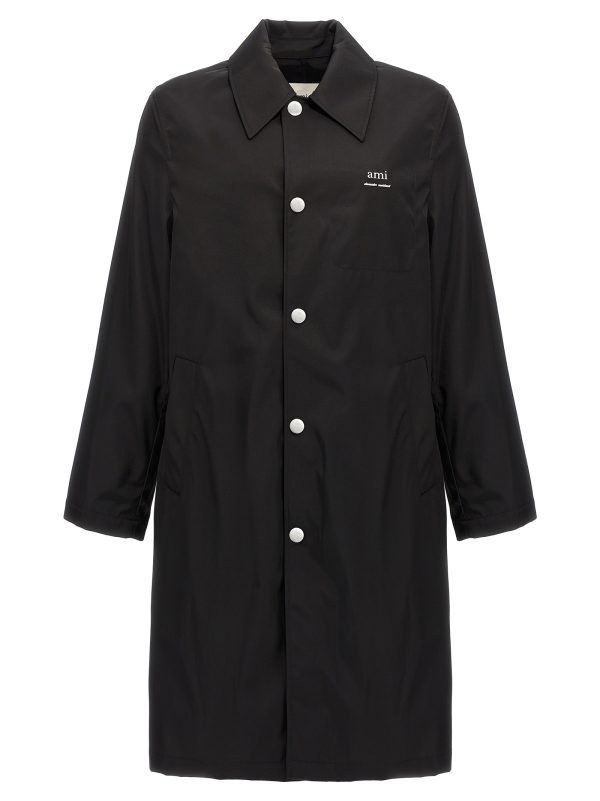 Technical twill trench coat