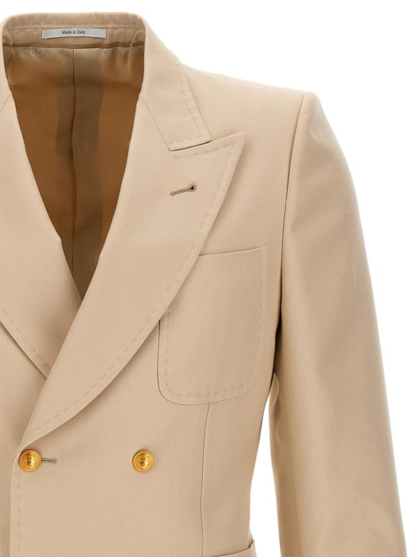 Cotton double breast blazer jacket - immagine 3