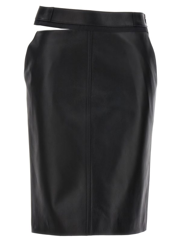 Leather midi skirt