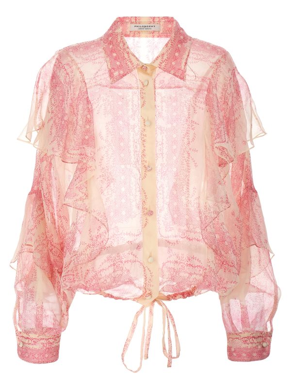 Silk crépon shirt ruffles