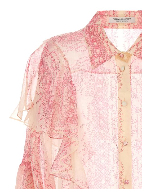 Silk crépon shirt ruffles - immagine 3