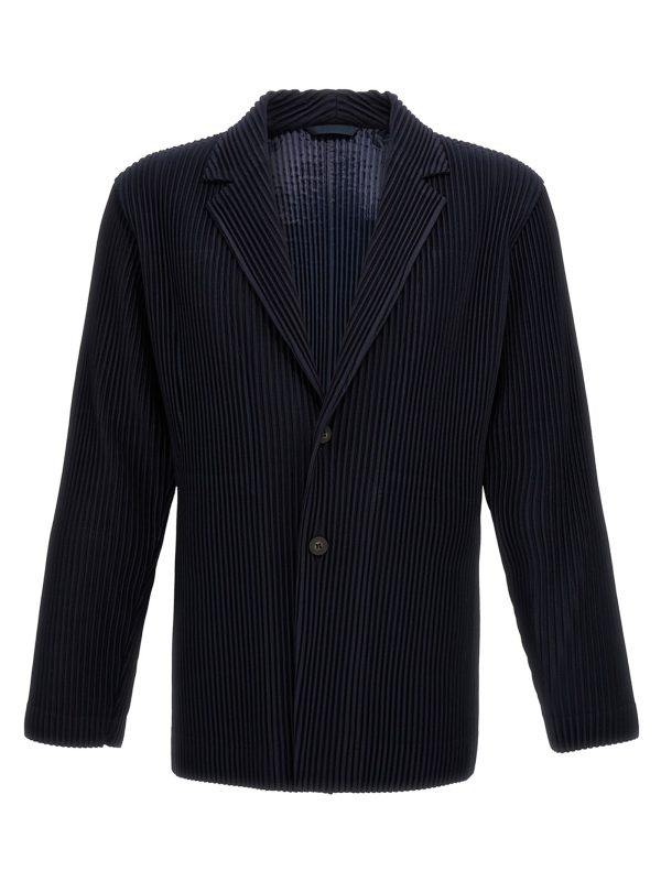 Single-breasted pleated blazer