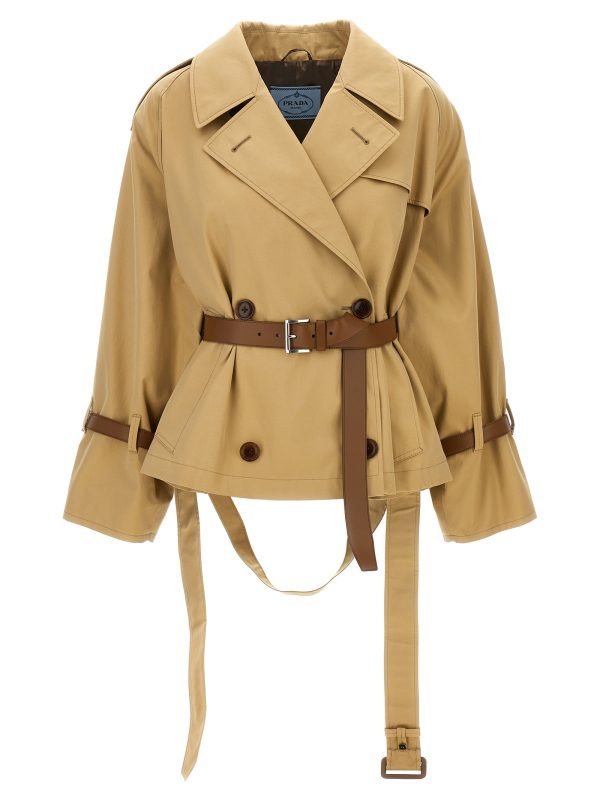 Short twill trench coat